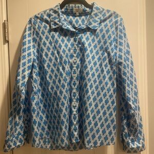 Crown & Ivy Blue and White Geometric Shirt